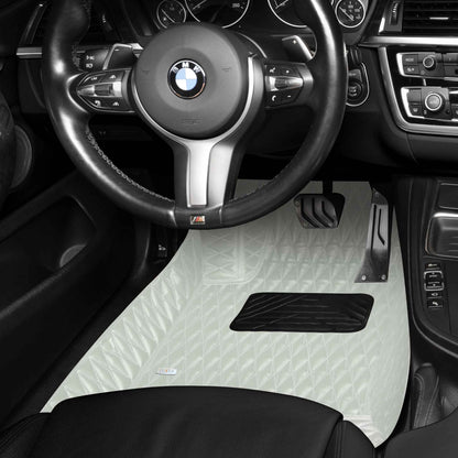 Tapis de Sol 3D sur Mesure Premium Luxus – Motif Double Losange Blanc Neige