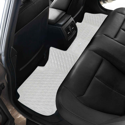 Tapis de Sol 3D sur Mesure Premium Luxus – Motif Double Losange Blanc Neige