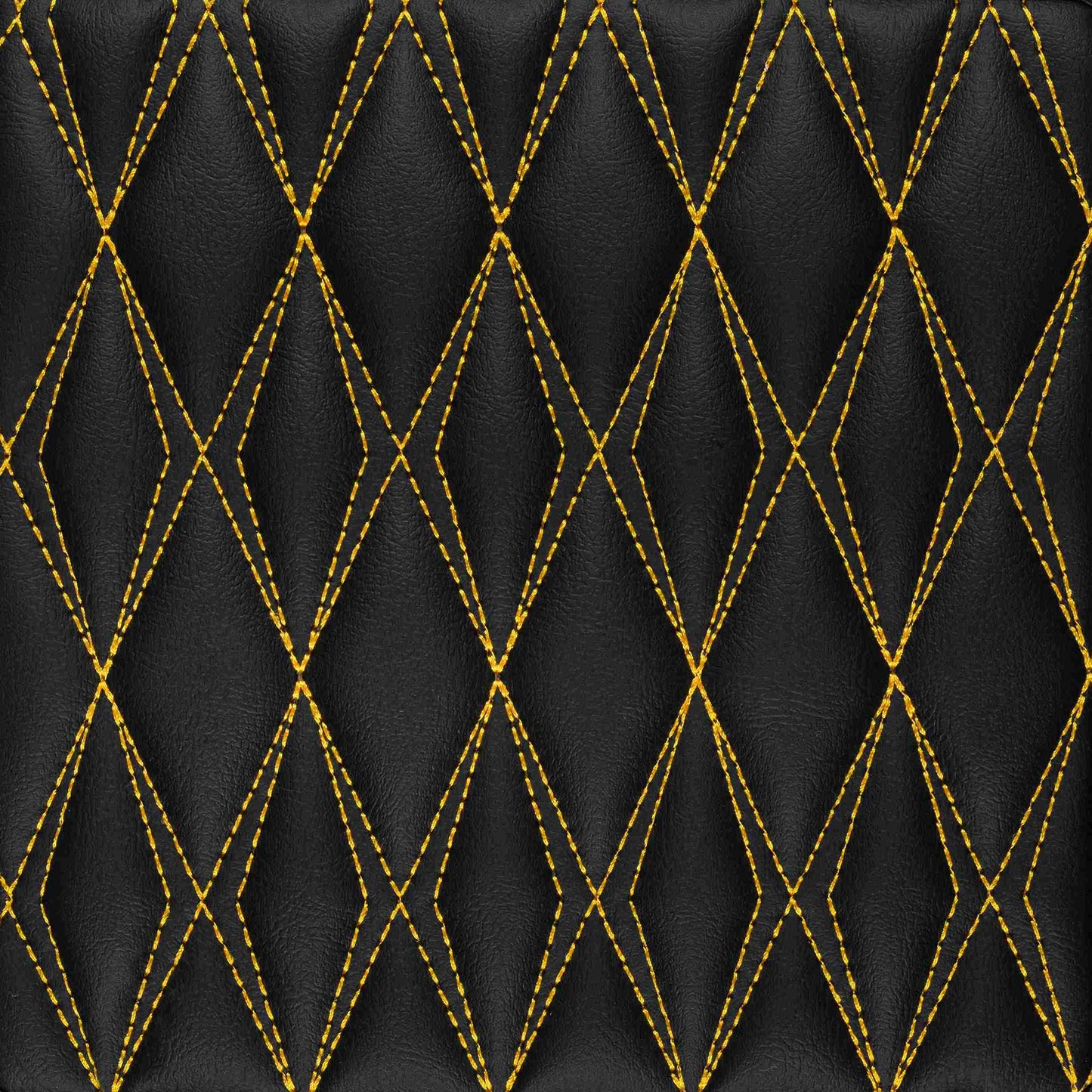 Tapis de Coffre sur Mesure Premium Luxus – Motif Double Losange Noir avec Surpiqûres Jaunes
