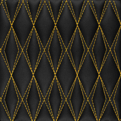 Tapis de Coffre sur Mesure Premium Luxus – Motif Double Losange Noir avec Surpiqûres Jaunes