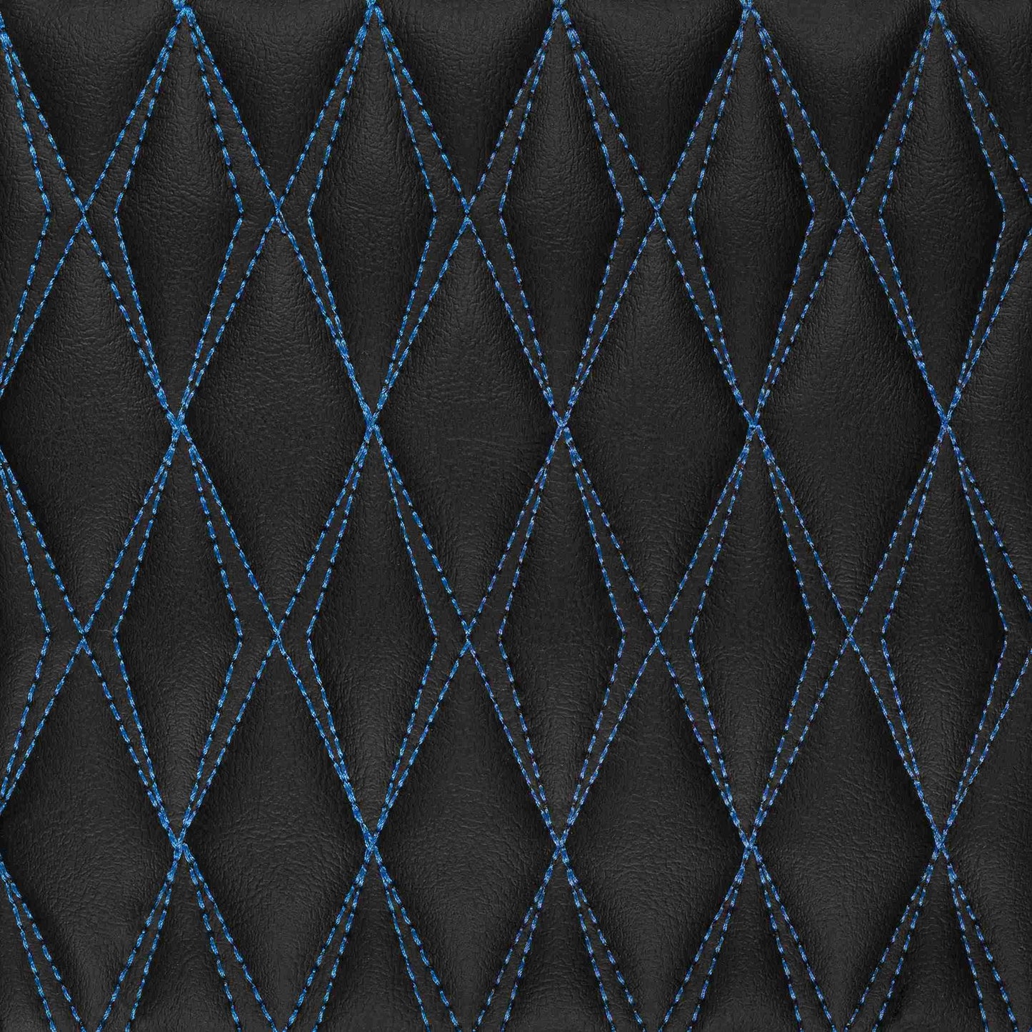 Tapis de Sol 3D sur Mesure Premium Luxus – Motif Double Losange Noir avec Surpiqûres Bleues