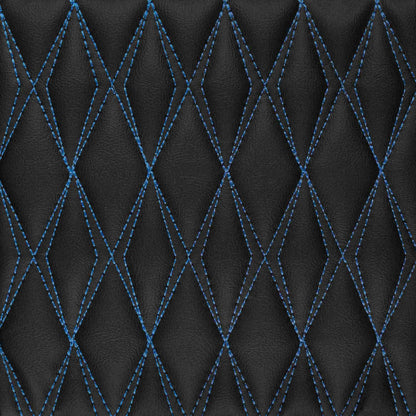 Tapis de Sol 3D sur Mesure Premium Luxus – Motif Double Losange Noir avec Surpiqûres Bleues