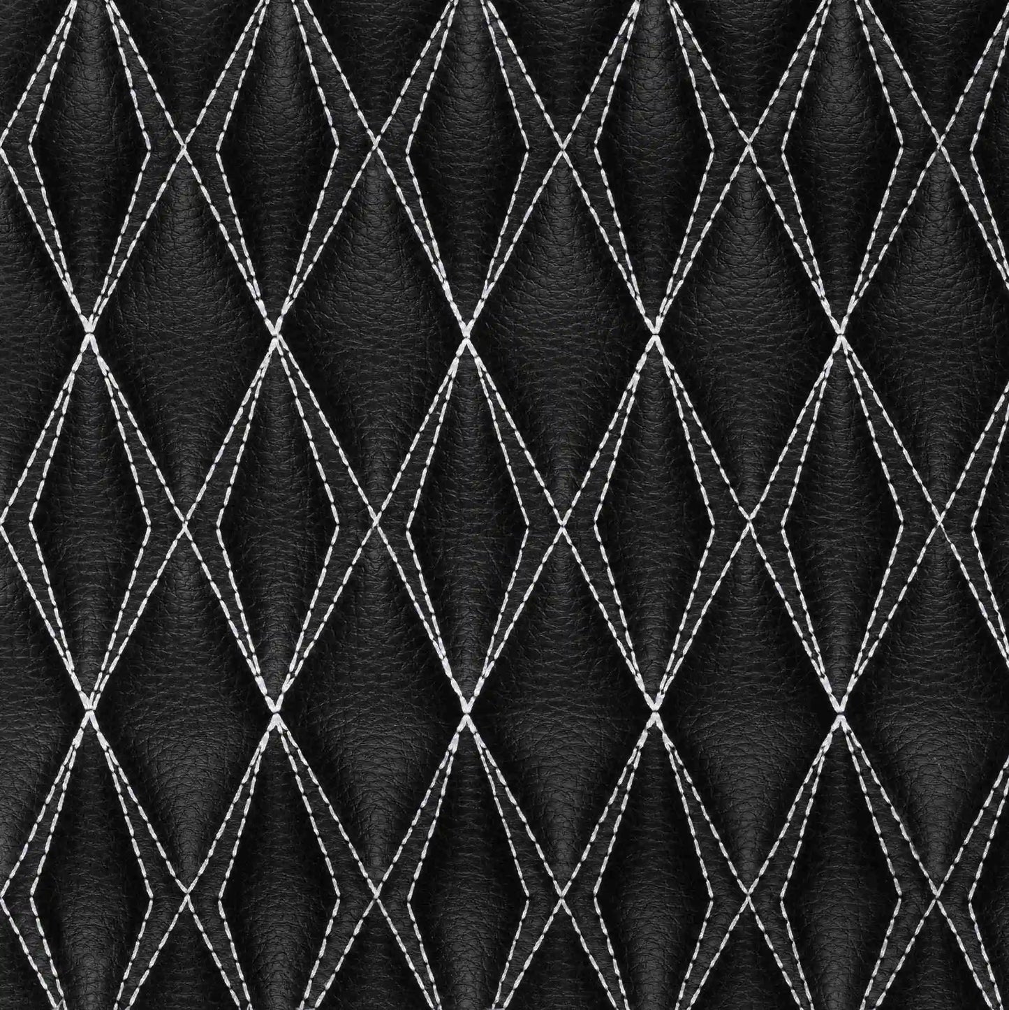 Tapis de Sol 3D sur Mesure Premium Luxus – Motif Double Losange Noir avec Surpiqûres Blanches