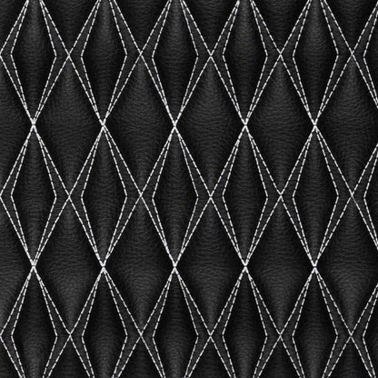 Tapis de Sol 3D sur Mesure Premium Luxus – Motif Double Losange Noir avec Surpiqûres Blanches