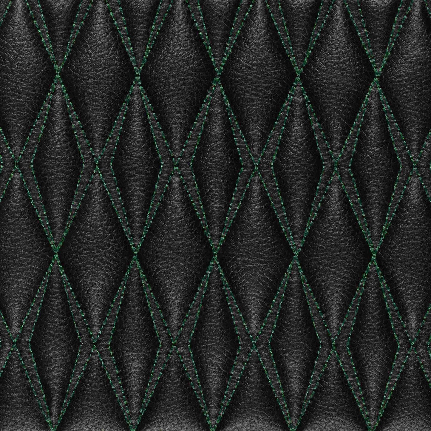 Tapis de Coffre sur Mesure Premium Luxus – Motif Double Losange Noir avec Surpiqûres Vertes