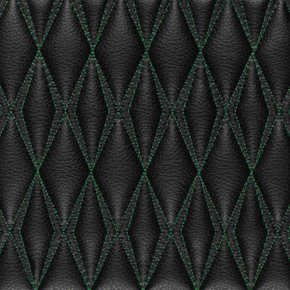 Tapis de Coffre sur Mesure Premium Luxus – Motif Double Losange Noir avec Surpiqûres Vertes