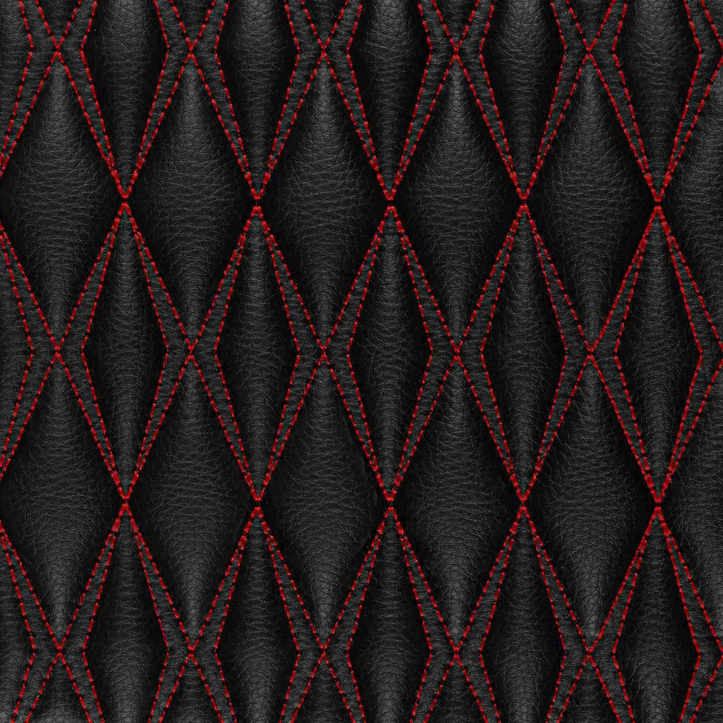 Tapis de Coffre sur Mesure Premium Luxus – Motif Double Losange Noir avec Surpiqûres Rouges