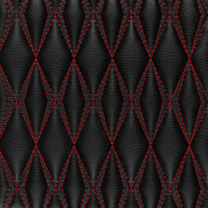 Tapis de Coffre sur Mesure Premium Luxus – Motif Double Losange Noir avec Surpiqûres Rouges