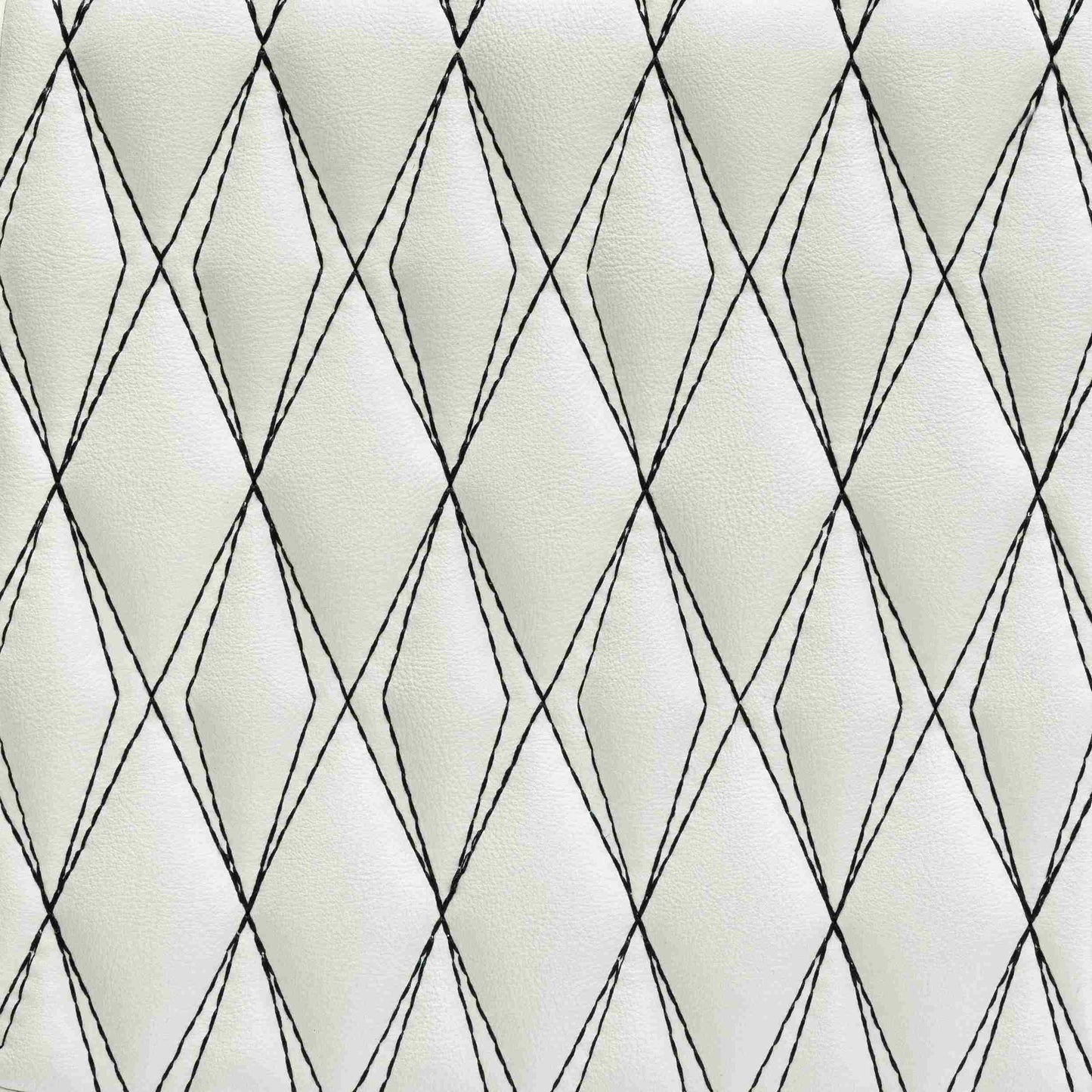 Tapis de Sol 3D sur Mesure Premium Luxus – Motif Double Losange Blanc Neige avec Surpiqûres Noires