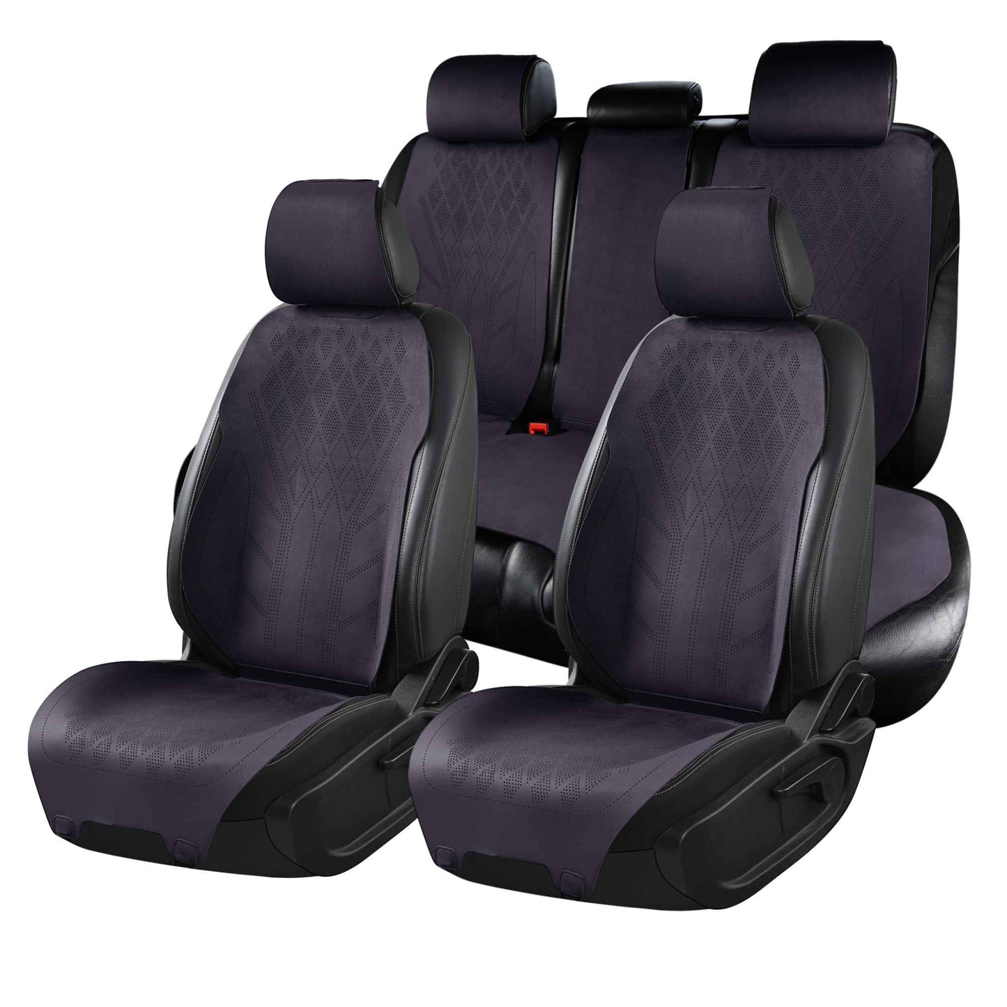 Luxus SeatSkin™ Housses de Siège sur Mesure en Suédine – Motif Losange Noir