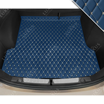 Tapis de Coffre sur Mesure Premium Luxus – Motif Losange Bleu Vintage