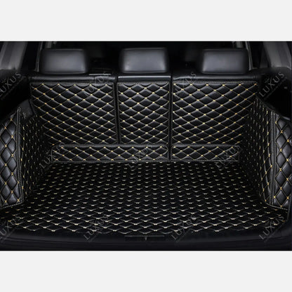Tapis de coffre 3D intégral sur mesure premium Luxus – motif losange noir avec surpiqûres beiges
