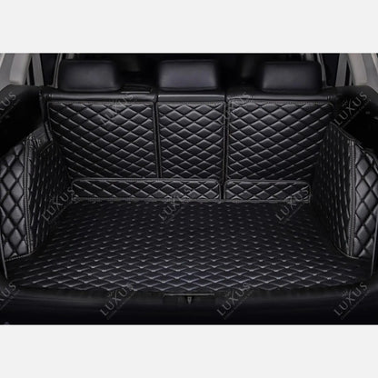 Tapis de coffre 3D intégral sur mesure premium Luxus – motif losange noir avec surpiqûres noires