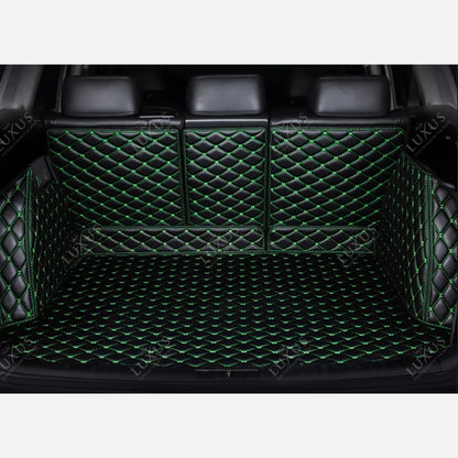 Tapis de Coffre 3D Intégral sur Mesure Premium Luxus – Motif Losange Noir avec Surpiqûres Vertes