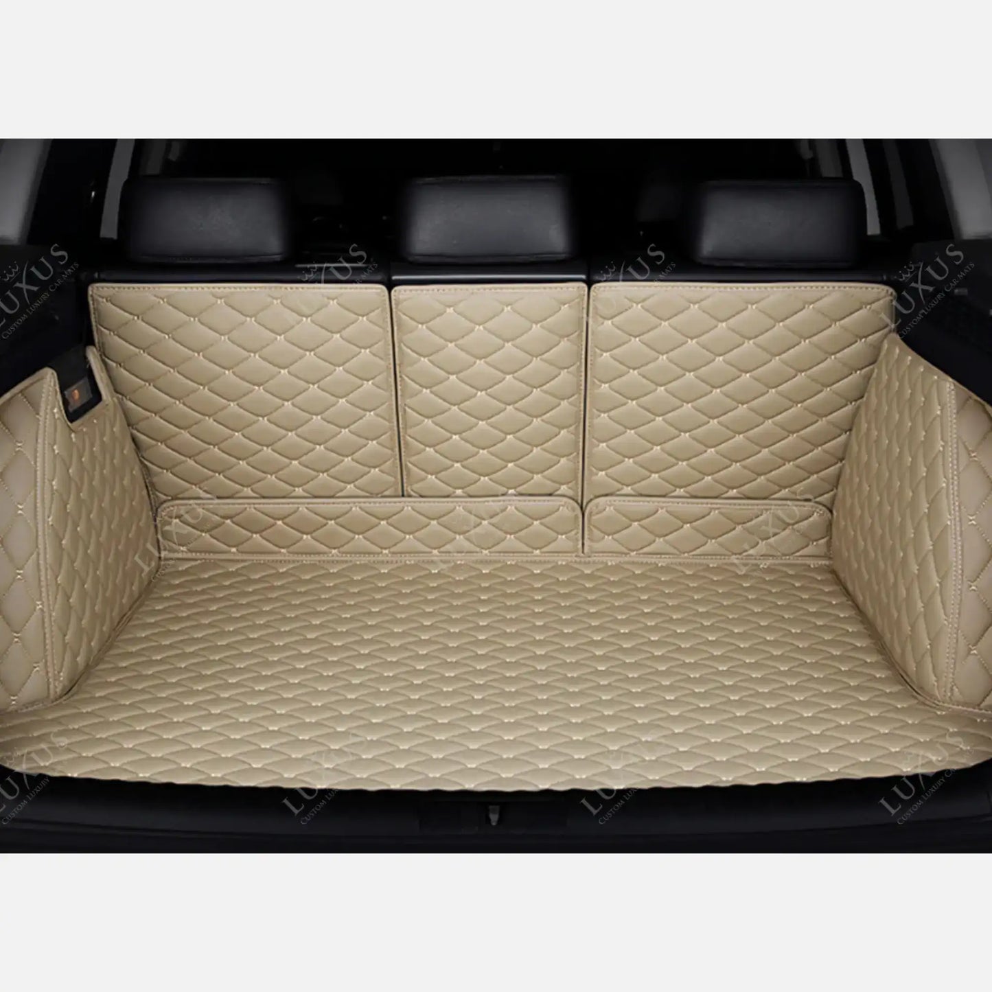 Tapis de coffre 3D intégral sur mesure premium Luxus – motif losange beige crème