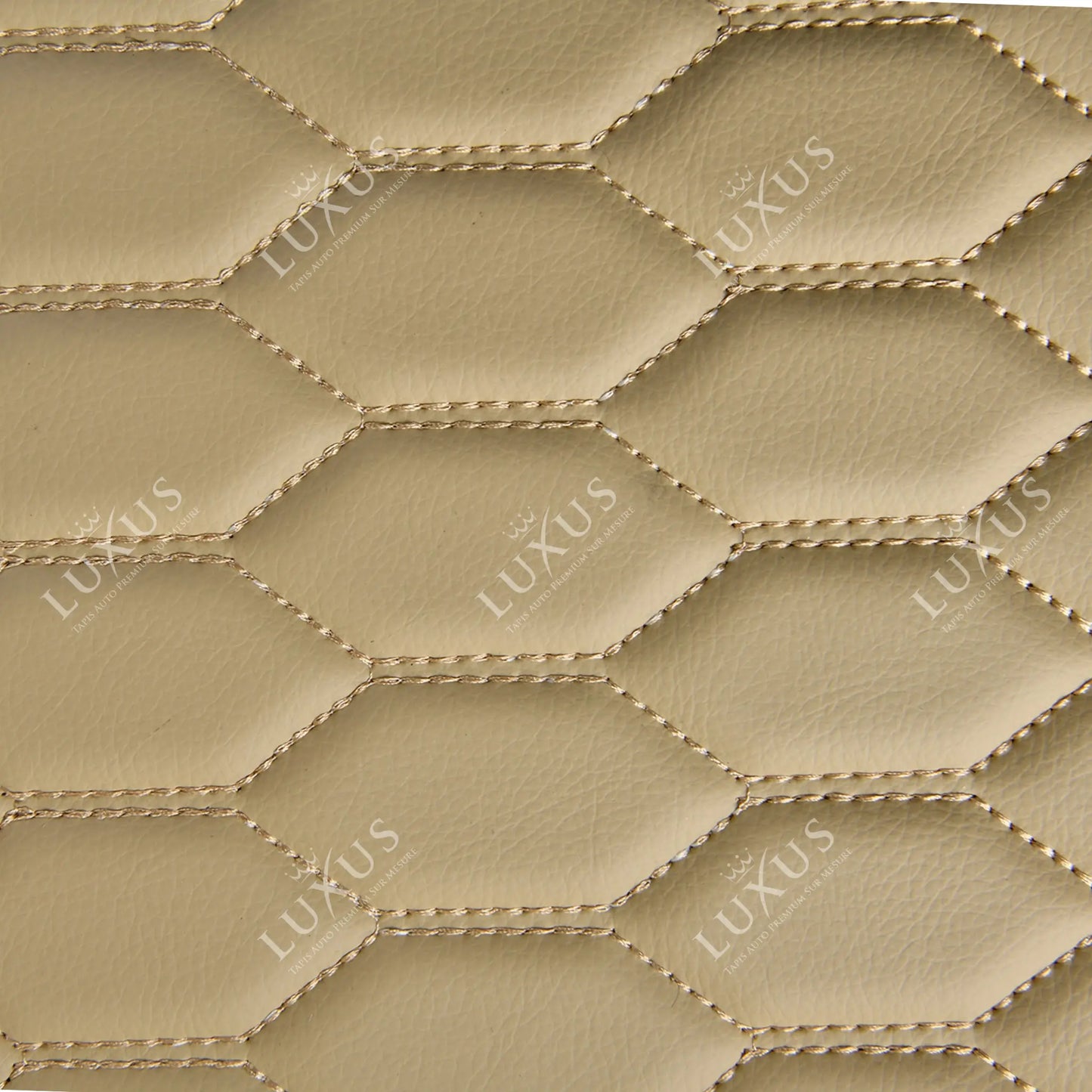 Tapis de Coffre sur Mesure Premium Luxus – Motif Nid d’Abeille Beige Crème