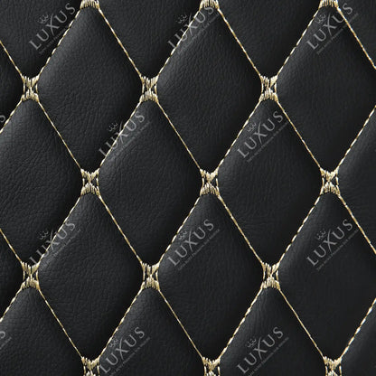 Tapis de coffre 3D intégral sur mesure premium Luxus – motif losange noir avec surpiqûres beiges