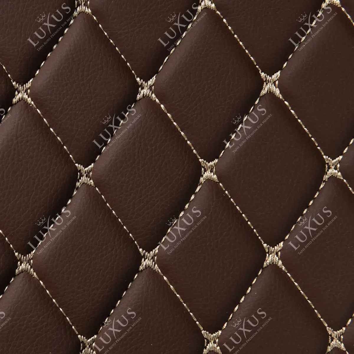 Tapis de coffre 3D intégral sur mesure premium Luxus – motif losange marron chocolat