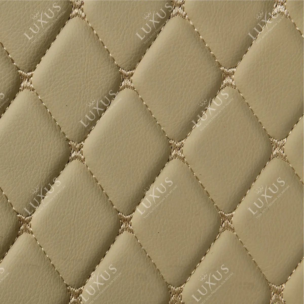 Tapis de coffre 3D intégral sur mesure premium Luxus – motif losange beige crème