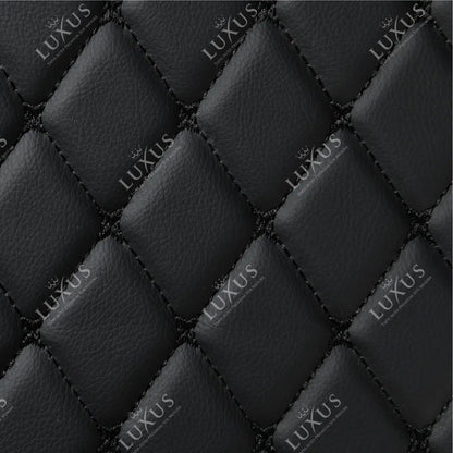 Tapis de coffre 3D intégral sur mesure premium Luxus – motif losange noir avec surpiqûres noires