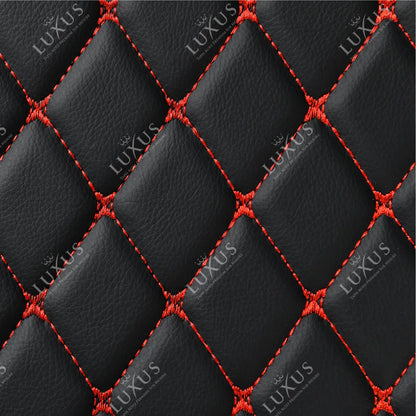 Tapis de Coffre 3D Intégral sur Mesure Premium Luxus – Motif Losange Noir avec Surpiqûres Rouges