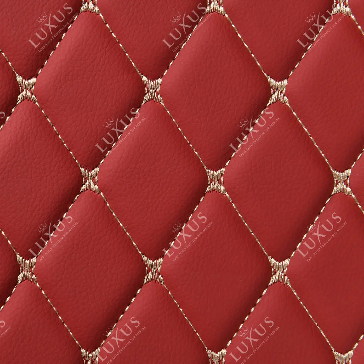 Tapis de coffre 3D intégral sur mesure premium Luxus – motif losange rouge cerise