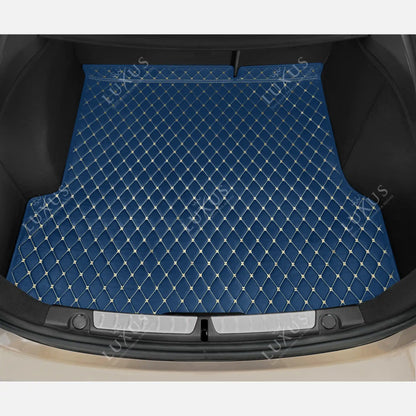 Tapis de Coffre sur Mesure Premium Luxus – Motif Losange Bleu Vintage