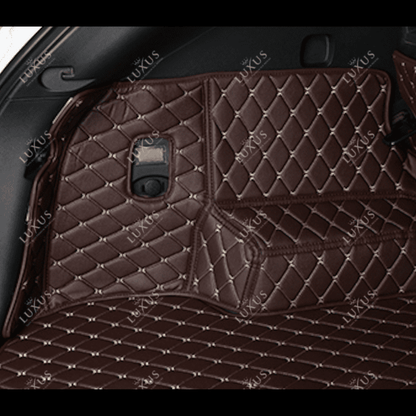 Tapis de coffre 3D intégral sur mesure premium Luxus – motif losange marron chocolat