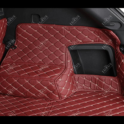 Tapis de coffre 3D intégral sur mesure premium Luxus – motif losange rouge cerise