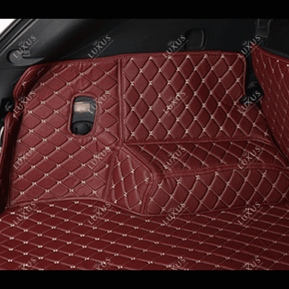 Tapis de coffre 3D intégral sur mesure premium Luxus – motif losange rouge cerise