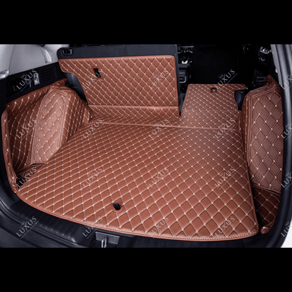 Tapis de Coffre 3D Intégral sur Mesure Premium Luxus – Motif Losange Marron Caramel